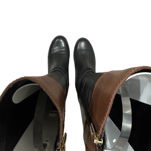 NWOT Bandolino Carlotta Riding Boots Leather Size 5M Black Cognac Zipper - Picture 11 of 12